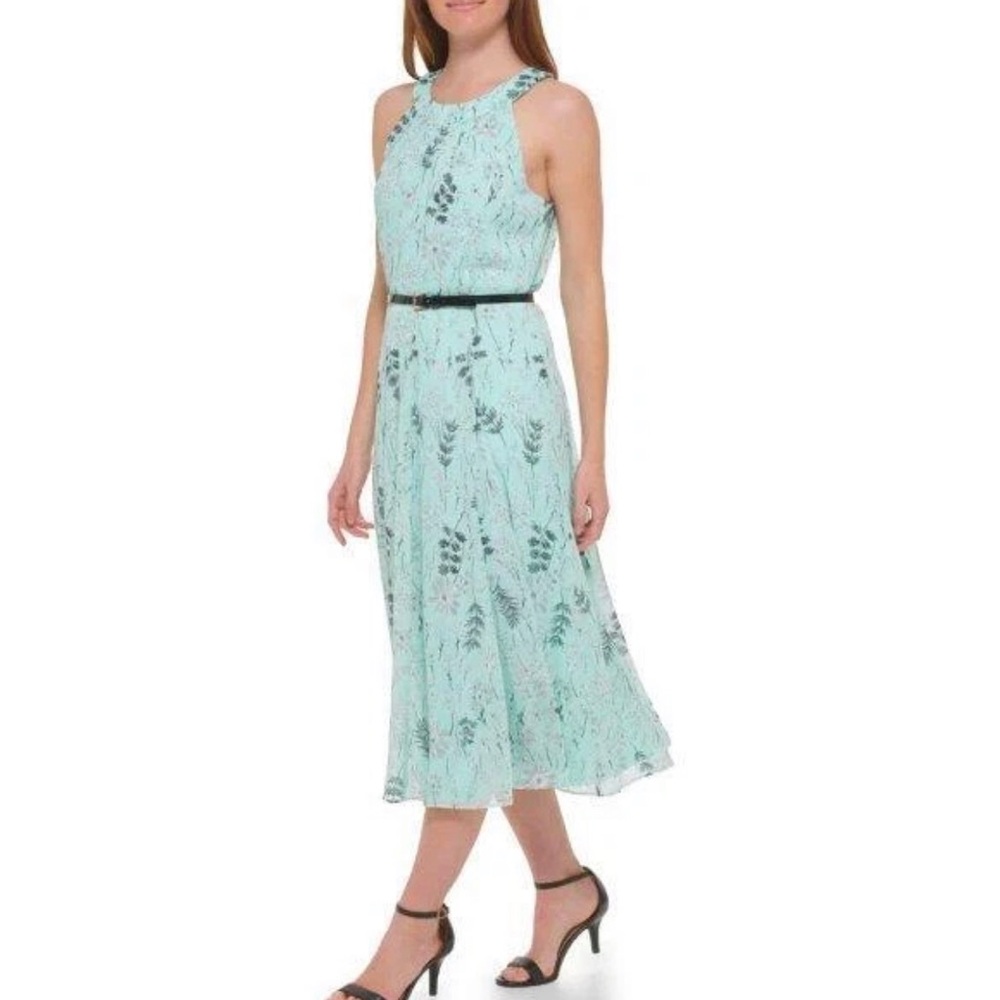Tommy Hilfiger Sleeveless Mint Floral Dress with Belt 14